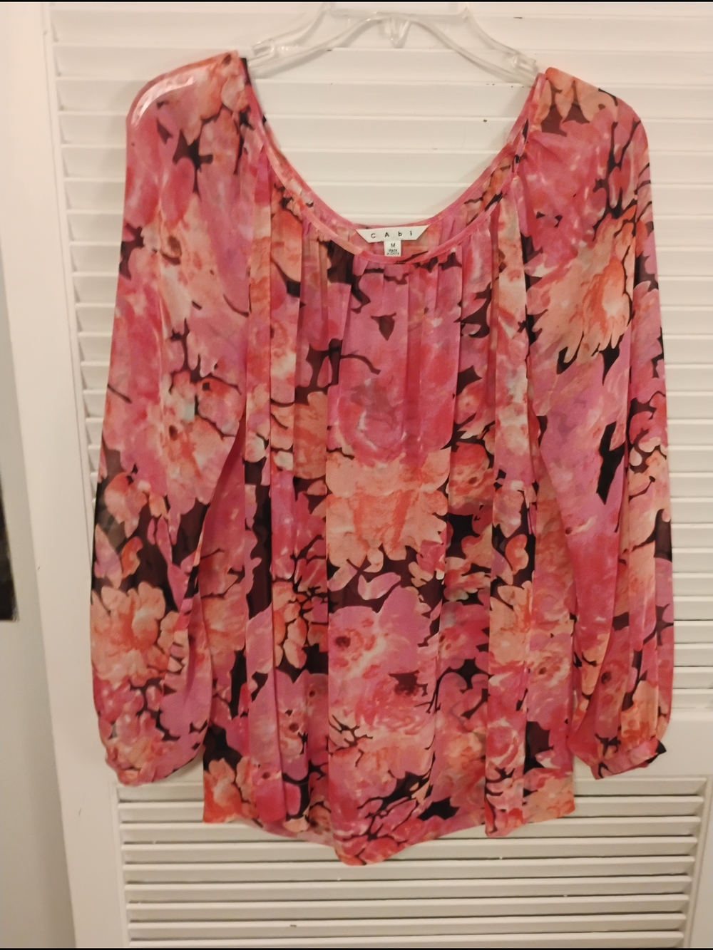 CAbi Pink Floral Peasant Blouse - Picture 3 of 6